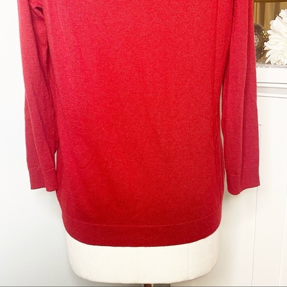 Talbots Red Sequin Lambswool Crew Neck Holiday Sweater - Picture 8 of 12